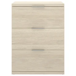 Comodino Marrone Rovere Grigio 3 Cassetti un Ripiano 34x42x57h cm, Piedini abs Antirumore e Antigraffio - Sturgis