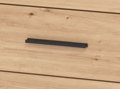 Comodini > Dmora Comodino Marrone Rovere Nodi Nero 2 Cassetti un Ripiano 44.5x33.5x43h cm, Apertura Scorrevole - Uzzano Nero, Marrone Rovere Nodi