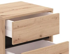 Comodino Marrone Rovere Nodi Nero 2 Cassetti un Ripiano 48x40x55h cm, Apertura Scorrevole - Combatte