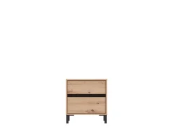 Comodino Marrone Rovere Nodi Nero 2 Cassetti un Ripiano 48x40x55h cm, Apertura Scorrevole - Combatte