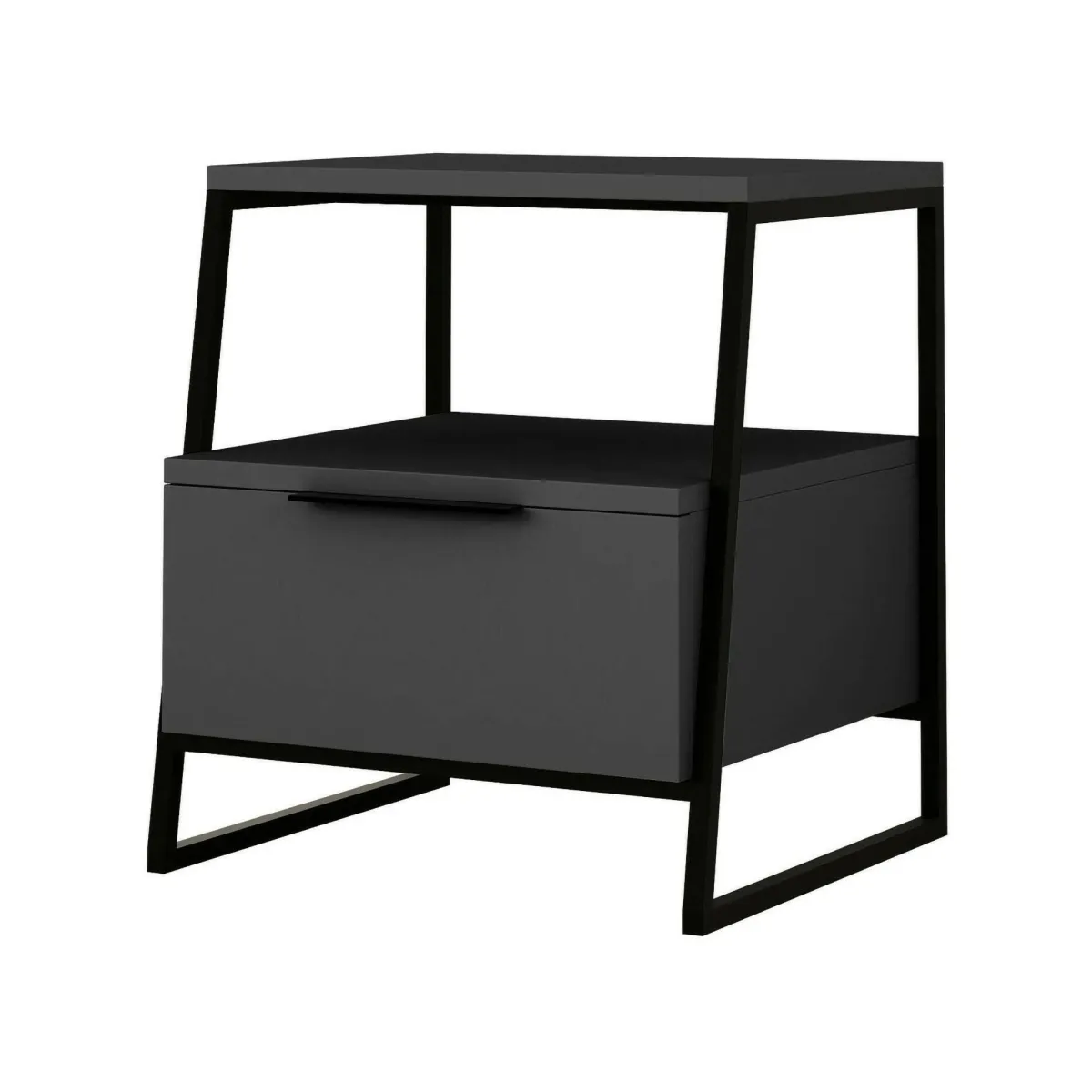 Comodini|Camera Da Letto > Dmora Comodino moderno antracite 45x40x50h cm - Alonso Nero Antracite
