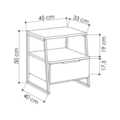 Comodini|Camera Da Letto > Dmora Comodino moderno antracite 45x40x50h cm - Alonso Nero Antracite