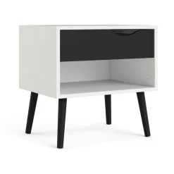 Comodini > Dmora Comodino moderno bianco e nero 50x39x49h cm - Lucina Nero, Bianco