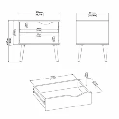 Comodini > Dmora Comodino moderno bianco e quercia 50x39x49h cm - Lucina Marrone, Bianco Quercia