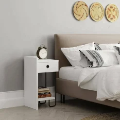 Comodini > Dmora Comodino moderno 32x30x61h cm - Cedro Bianco
