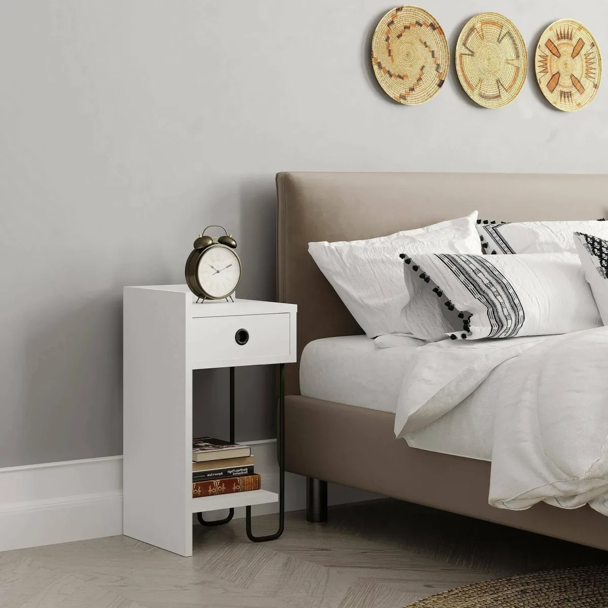 Comodini > Dmora Comodino moderno 32x30x61h cm - Cedro Bianco