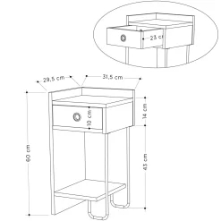 Comodini > Dmora Comodino moderno 32x30x61h cm - Cedro Bianco