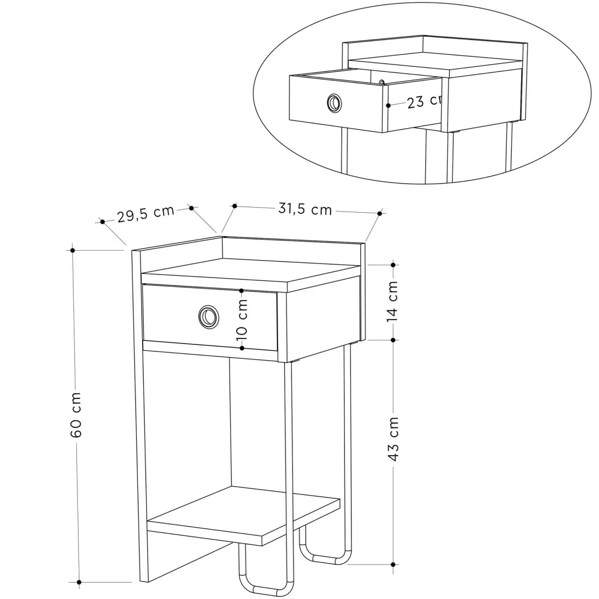 Comodini > Dmora Comodino moderno 32x30x61h cm - Cedro Bianco