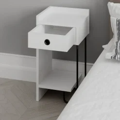 Comodini > Dmora Comodino moderno 32x30x61h cm - Cedro Bianco