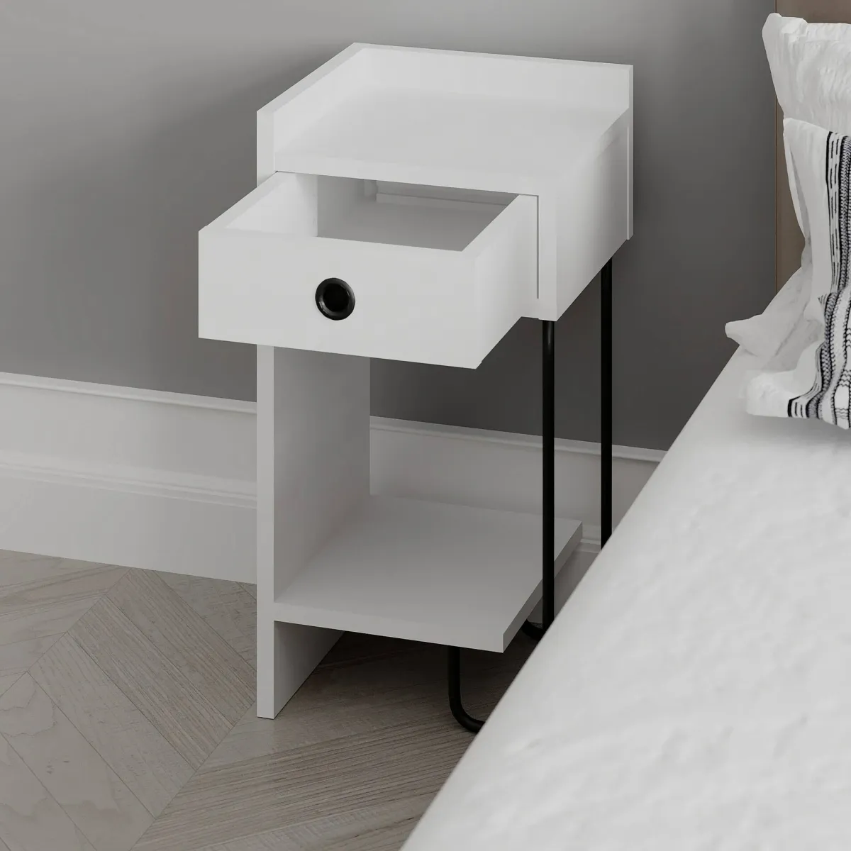Comodini > Dmora Comodino moderno 32x30x61h cm - Cedro Bianco