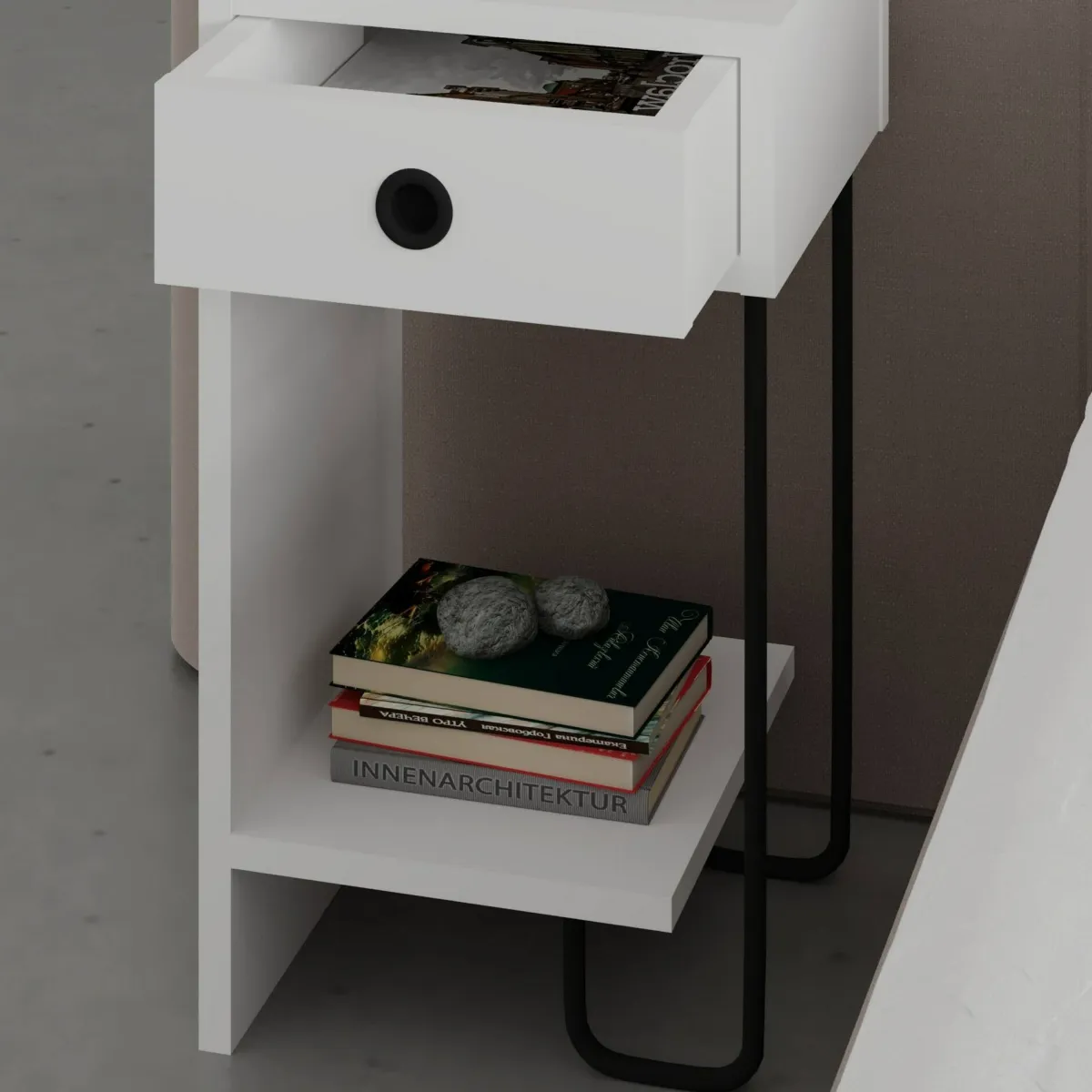 Comodini > Dmora Comodino moderno 32x30x61h cm - Cedro Bianco