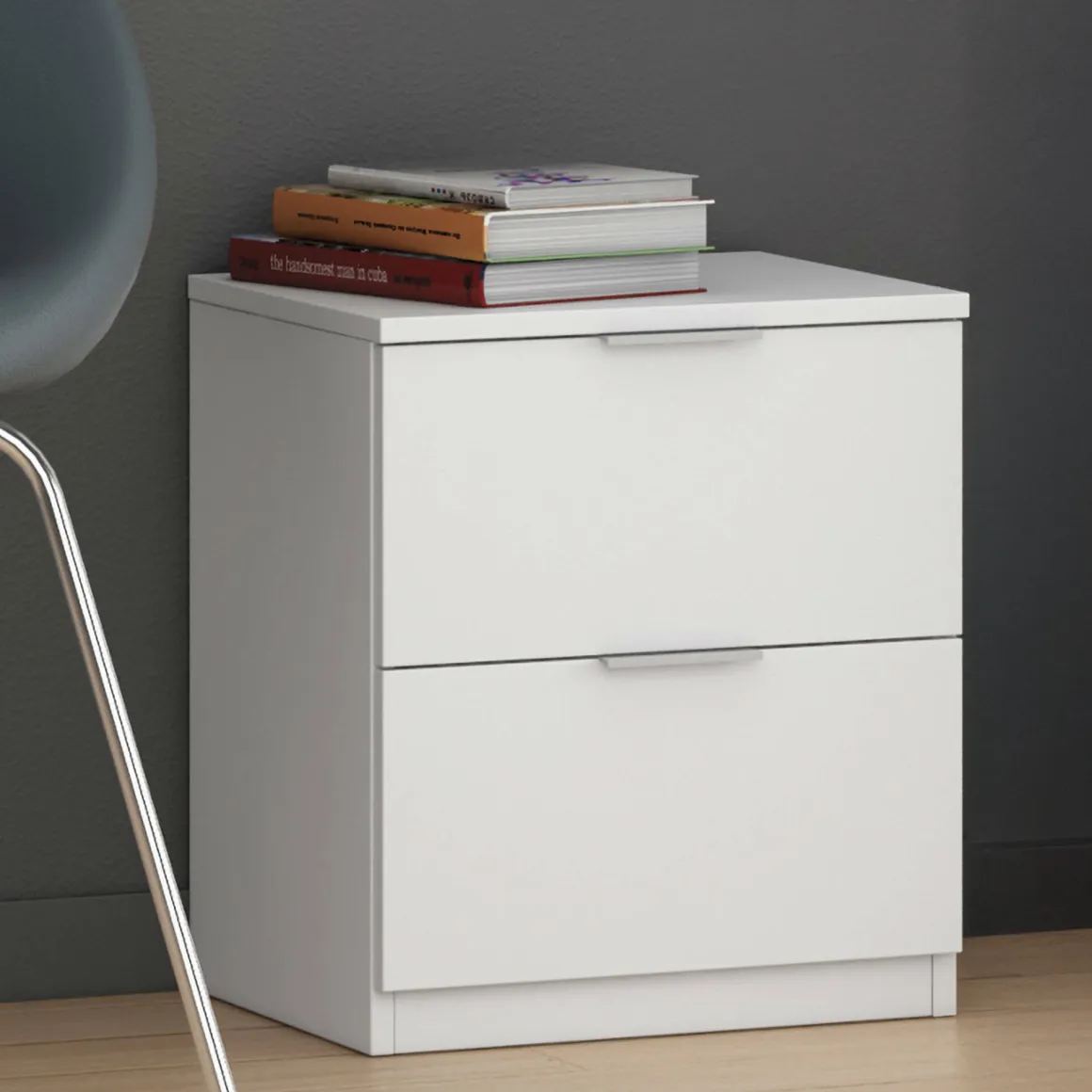 Comodino moderno bianco 38x33x45h cm - Artiglio