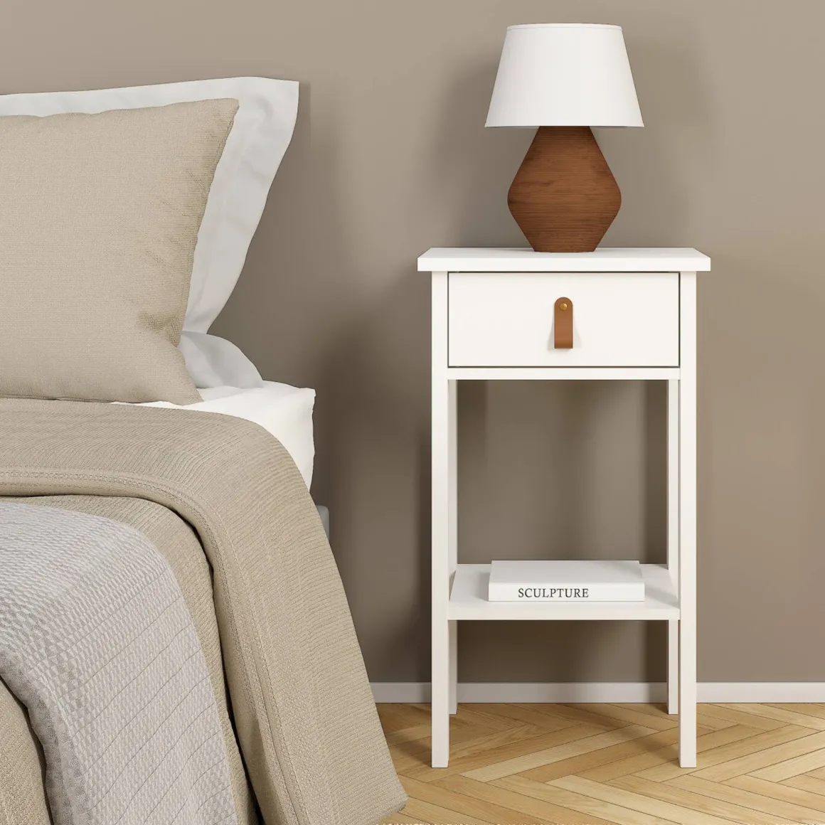 Comodino moderno bianco 40x34x70h cm - Inday