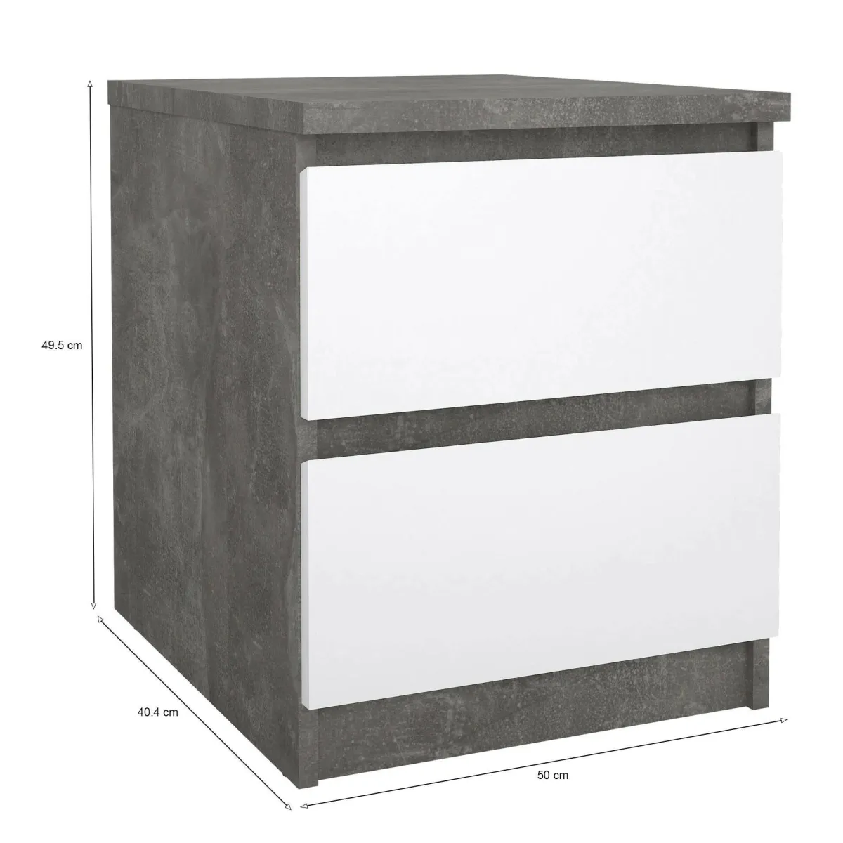 Comodini > Dmora Comodino moderno cemento e bianco lucido 50x40x49h cm - Azar Bianco Lucido, Grigio Cemento