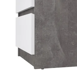 Comodini > Dmora Comodino moderno cemento e bianco lucido 50x40x49h cm - Azar Bianco Lucido, Grigio Cemento