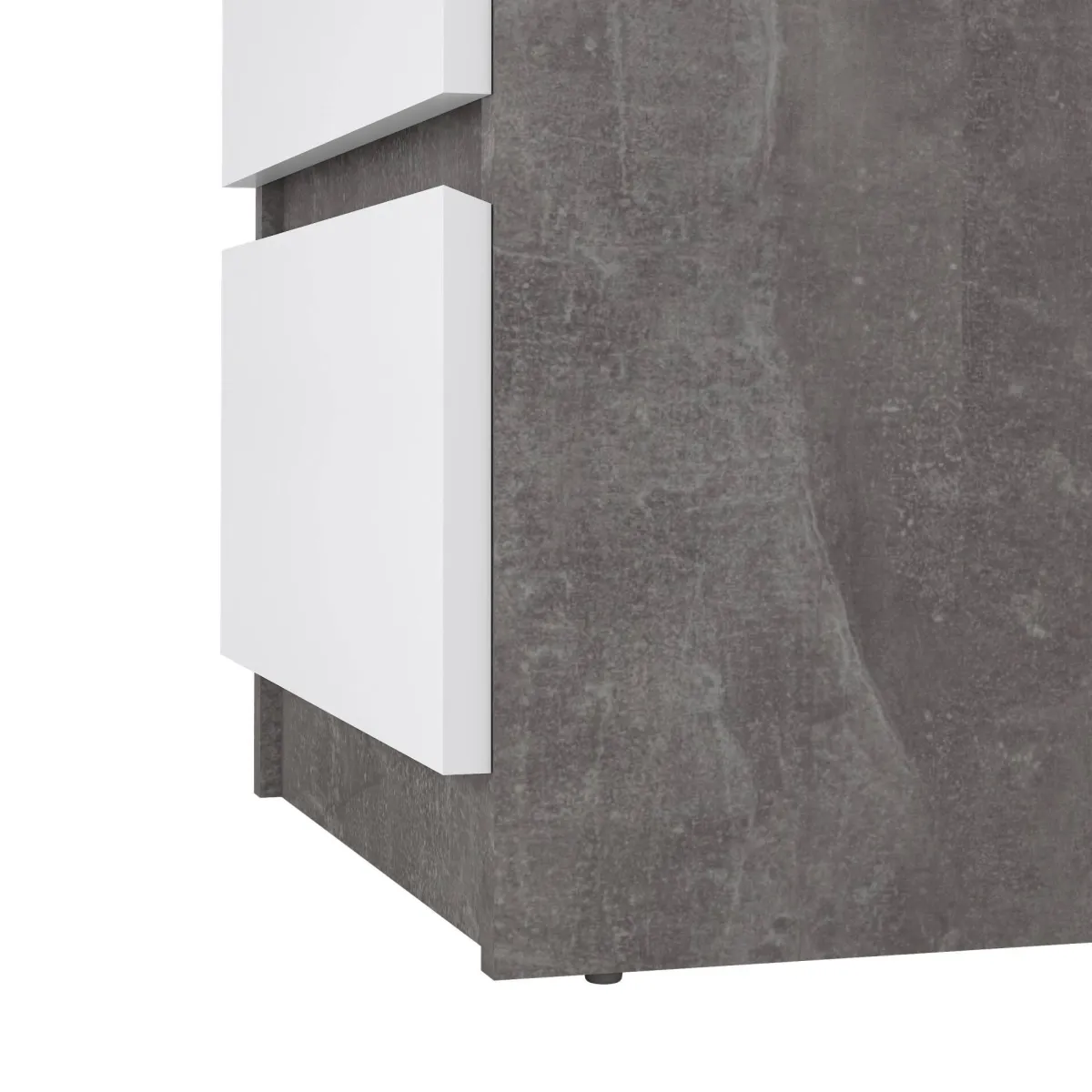 Comodini > Dmora Comodino moderno cemento e bianco lucido 50x40x49h cm - Azar Bianco Lucido, Grigio Cemento