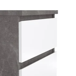 Comodini > Dmora Comodino moderno cemento e bianco lucido 50x40x49h cm - Azar Bianco Lucido, Grigio Cemento