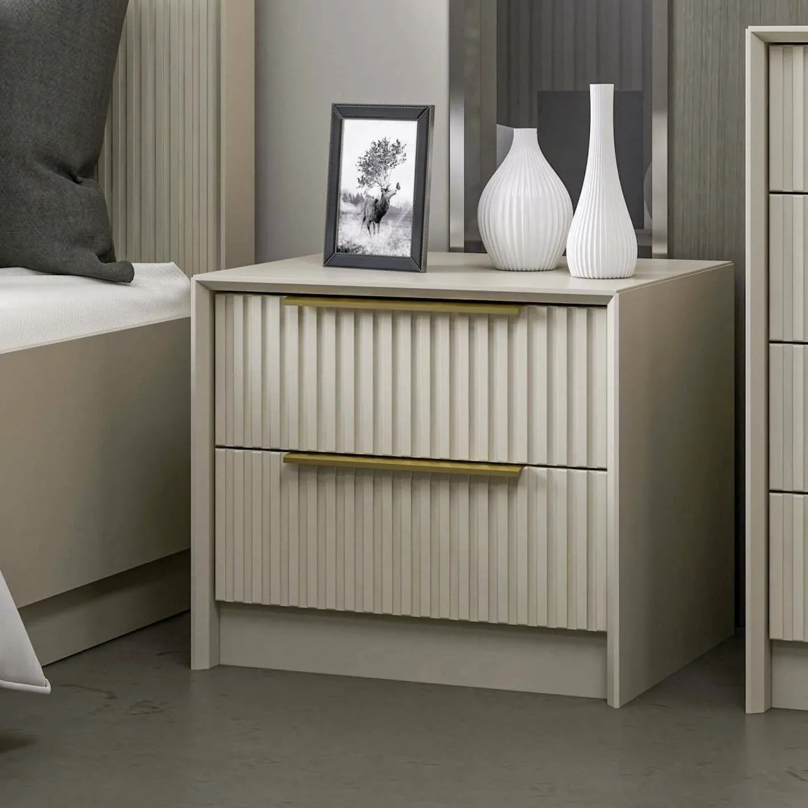 Comodino moderno cemento 53x45x45h cm - Moke