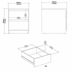 Comodino moderno nero 50x40x49h cm - Azar