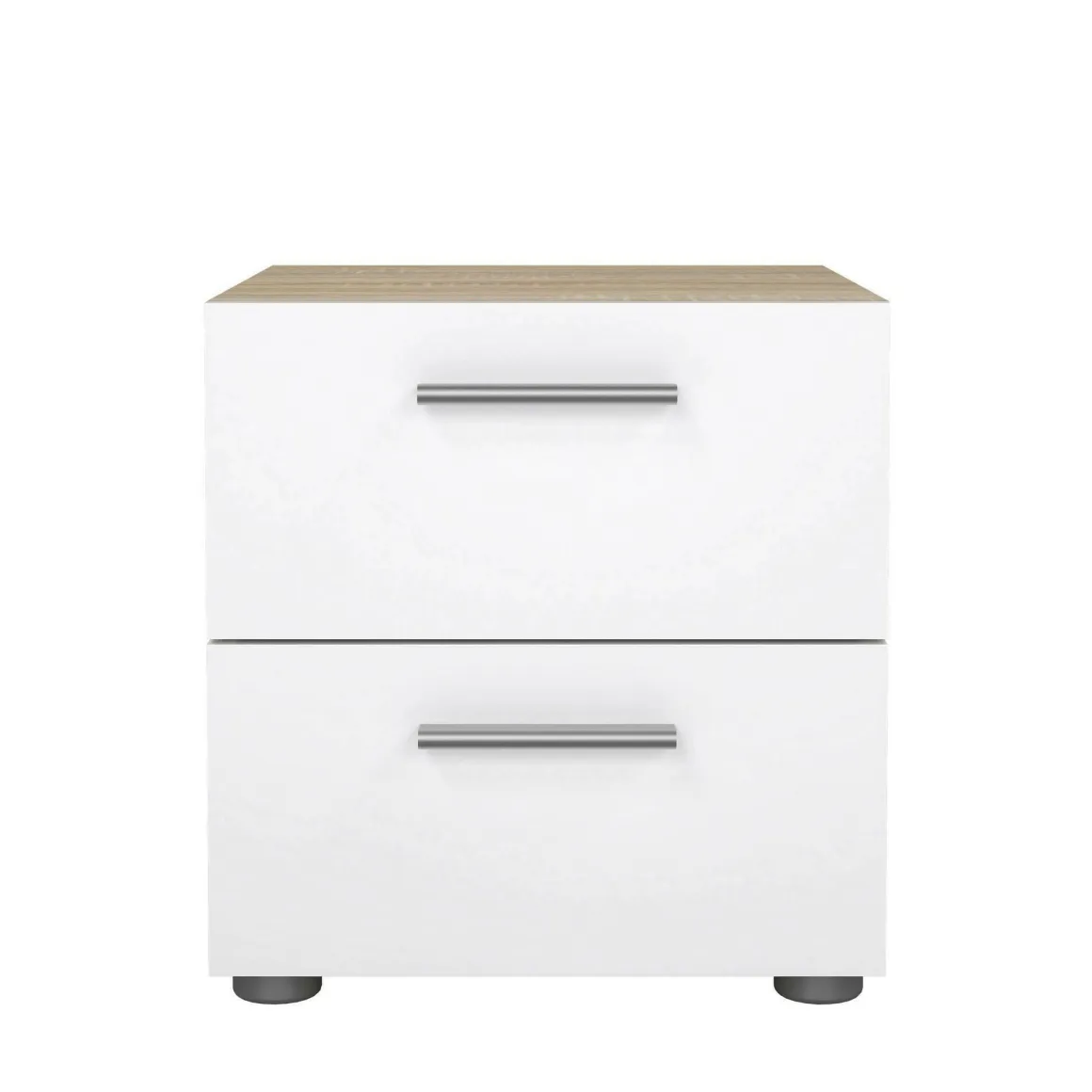 Comodino moderno quercia e bianco lucido 40x40x42h cm - Fedora
