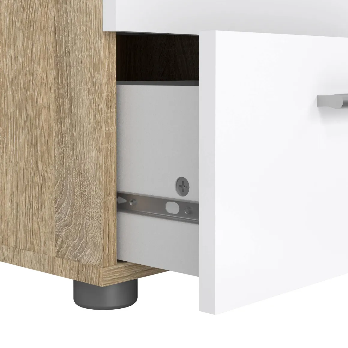Comodino moderno quercia e bianco lucido 40x40x42h cm - Fedora