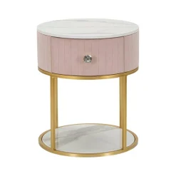 Comodini > Dmora Comodino moderno rosa e bianco 42x42x48h cm - Gerhard Bianco, Rosa