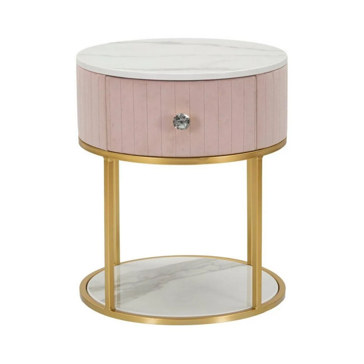 Comodini > Dmora Comodino moderno rosa e bianco 42x42x48h cm - Gerhard Bianco, Rosa