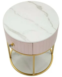 Comodini > Dmora Comodino moderno rosa e bianco 42x42x48h cm - Gerhard Bianco, Rosa