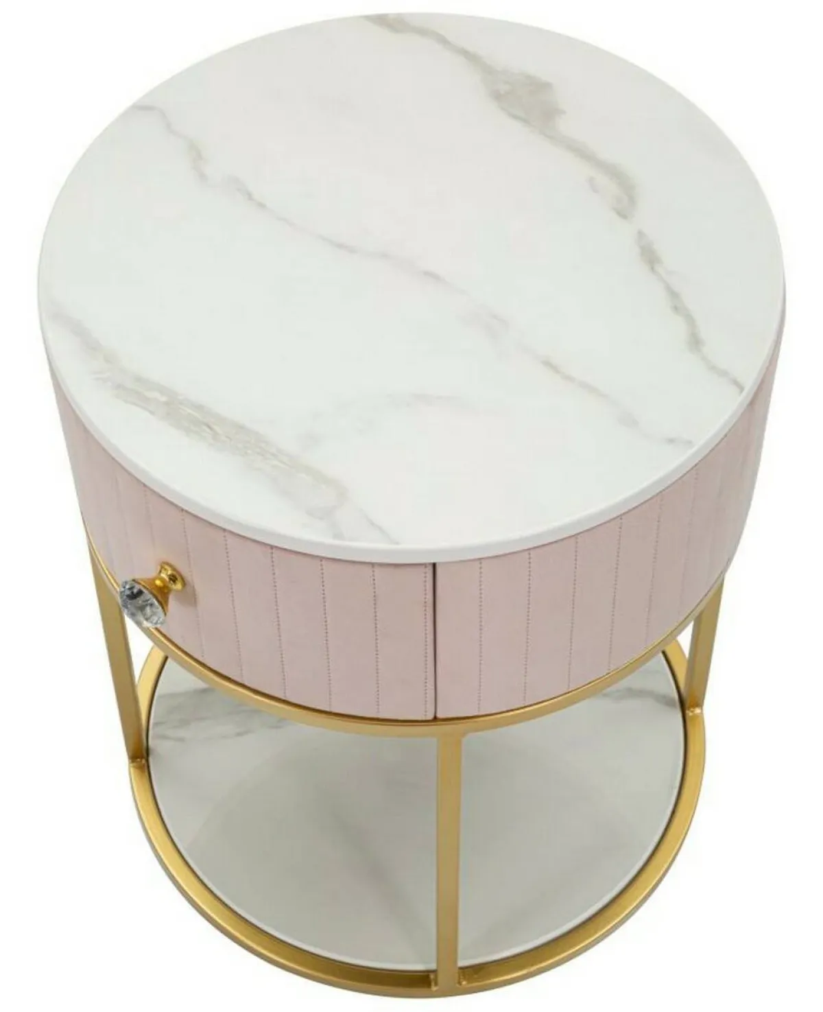 Comodini > Dmora Comodino moderno rosa e bianco 42x42x48h cm - Gerhard Bianco, Rosa