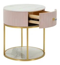Comodini > Dmora Comodino moderno rosa e bianco 42x42x48h cm - Gerhard Bianco, Rosa