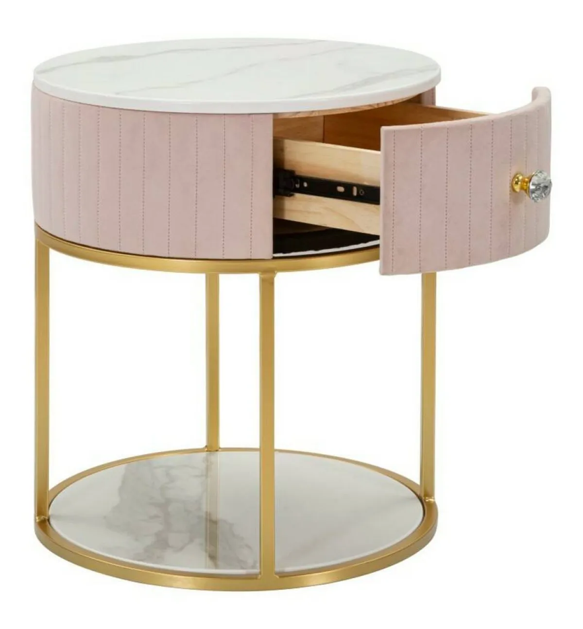 Comodini > Dmora Comodino moderno rosa e bianco 42x42x48h cm - Gerhard Bianco, Rosa