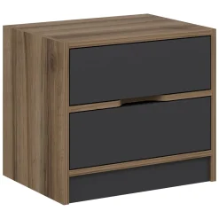 Comodini > Dmora Comodino Nero Antracite Marrone Noce 4 Cassetti Apertura Scorrevole 54x40x47h cm, Chiusura Scorrevole - Legnago Marrone Noce, Nero Antracite