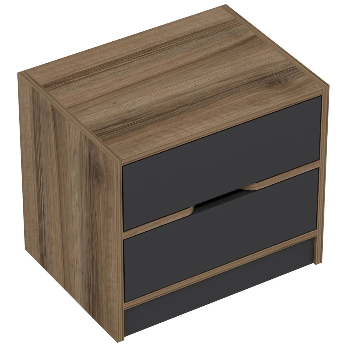 Comodini > Dmora Comodino Nero Antracite Marrone Noce 4 Cassetti Apertura Scorrevole 54x40x47h cm, Chiusura Scorrevole - Legnago Marrone Noce, Nero Antracite