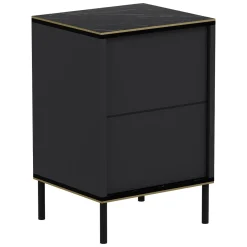 Comodino Nero Antracite oro un Ripiano Apertura Battente 40x35x60h cm, Un'anta - Vestone