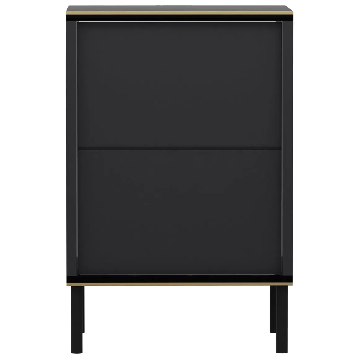 Comodino Nero Antracite oro un Ripiano Apertura Battente 40x35x60h cm, Un'anta - Vestone