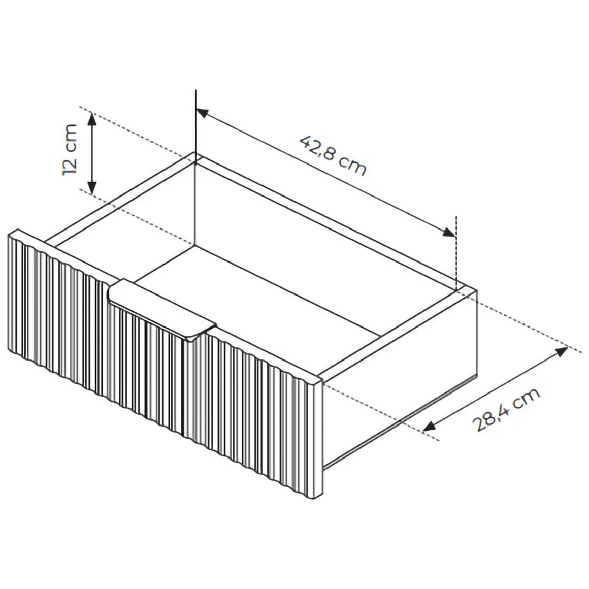 Comodino Nero 2 Cassetti un Ripiano 63x38x55h cm, Apertura Scorrevole - Baari
