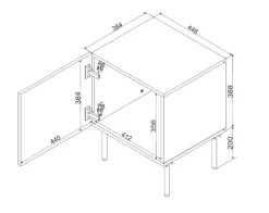 Comodini > Dmora Comodino Cassetti un Ripiano 59x42x44.5h cm, Un'anta - Russi Nero