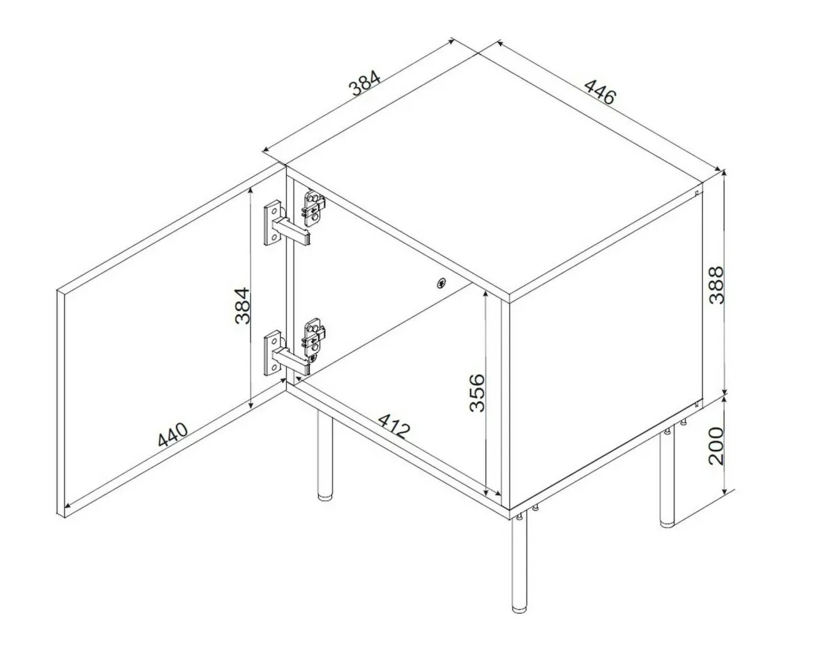 Comodini > Dmora Comodino Cassetti un Ripiano 59x42x44.5h cm, Un'anta - Russi Nero