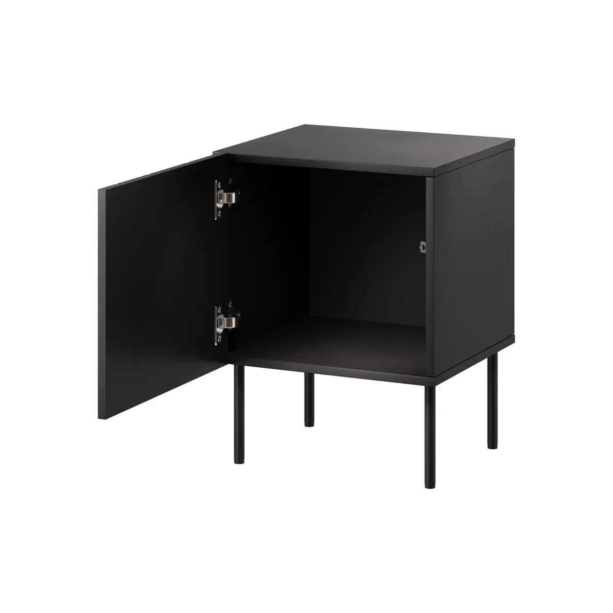 Comodini > Dmora Comodino Cassetti un Ripiano 59x42x44.5h cm, Un'anta - Russi Nero