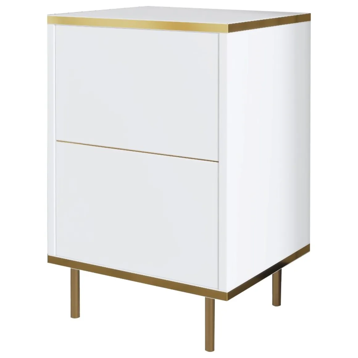 Comodino Oro Bianco un Ripiano Apertura Battente 40x35x60h cm, Un'anta - Vestone
