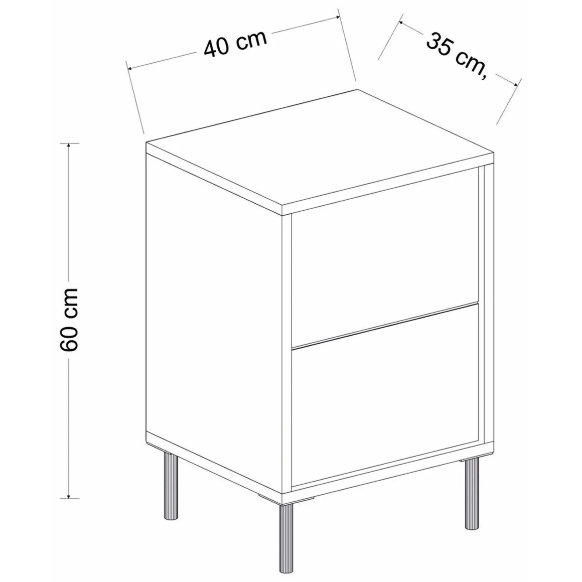 Comodino Oro Bianco un Ripiano Apertura Battente 40x35x60h cm, Un'anta - Vestone