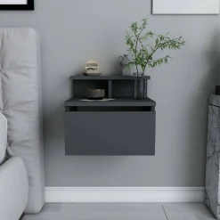 Comodino 2 ripiani antracite 39x31x35h cm - Auring