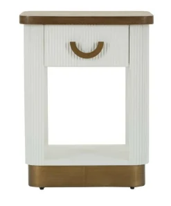 Comodini > Dmora Comodino 2 ripiani bianco e marrone 48x40x62h cm - Fagends Marrone, Bianco