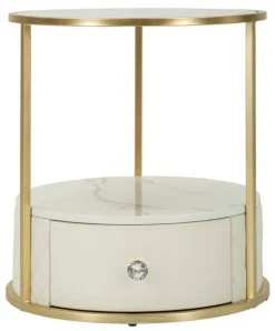 Comodino 2 ripiani bianco e oro 43x43x48h cm - Piandisco