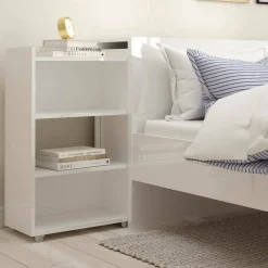 Comodino 4 ripiani bianco lucido 144x26x79h cm - Peridoto