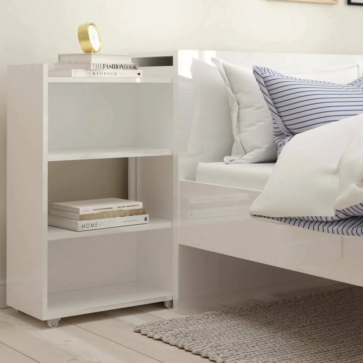 Comodino 4 ripiani bianco lucido 144x26x79h cm - Peridoto