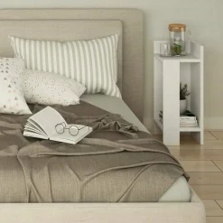 Comodino 2 ripiani bianco 25x27x60h cm - Lepre