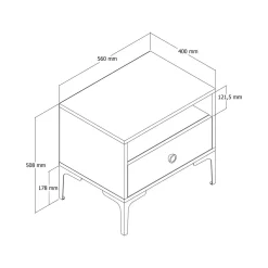Comodini|Camera Da Letto > Dmora Comodino 2 ripiani noce e bianco 56x40x50h cm - Editta Bianco, Marrone Noce