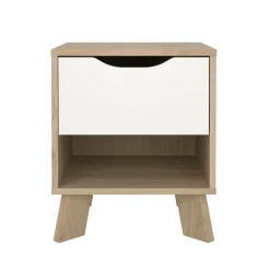 Comodini > Dmora Comodino 2 ripiani rovere e bianco 40x39x47h cm - Zuglio Bianco, Marrone Rovere