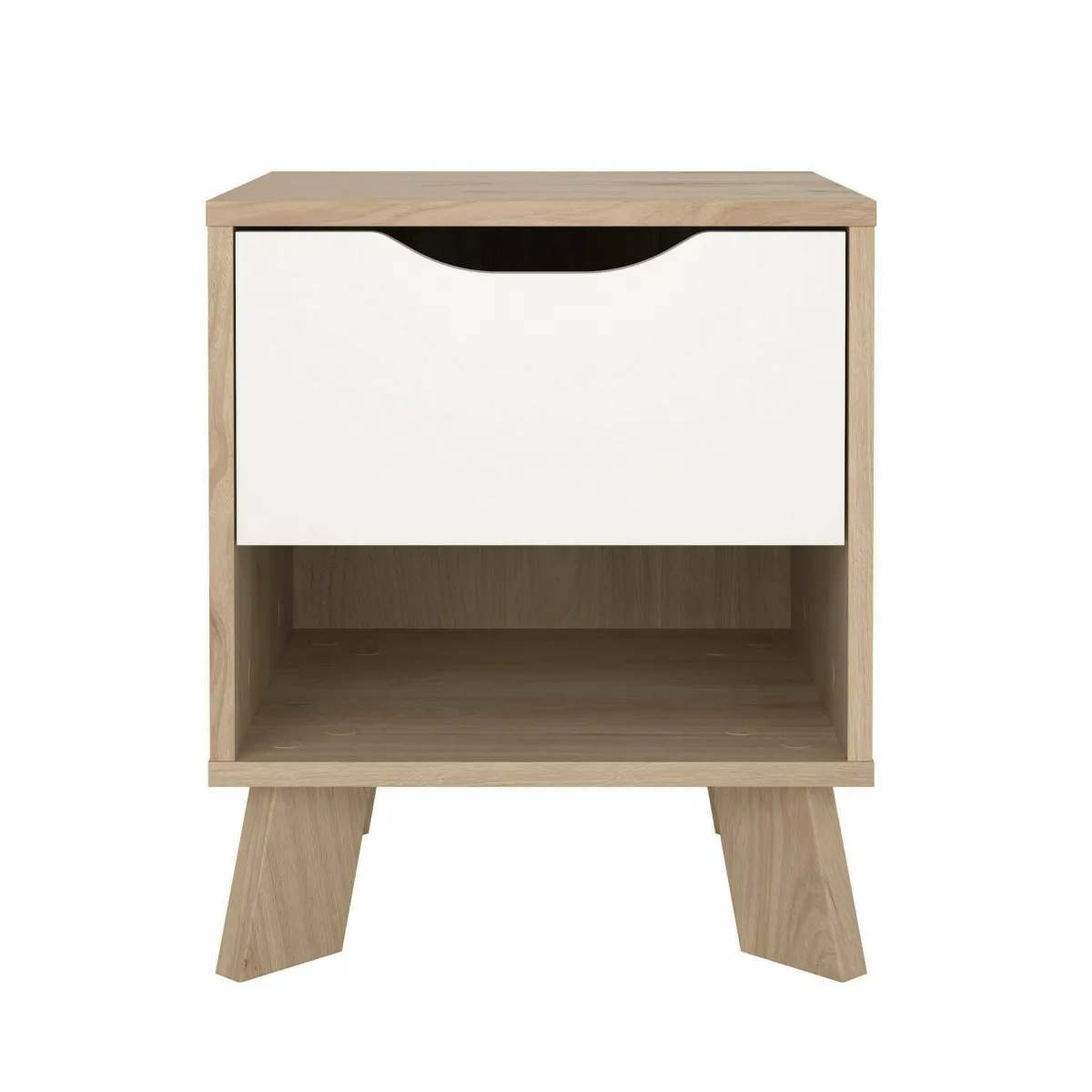 Comodini > Dmora Comodino 2 ripiani rovere e bianco 40x39x47h cm - Zuglio Bianco, Marrone Rovere